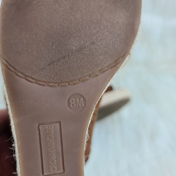 Crown Vintage Mariana Brown Wedge Espadrilles Patchwork Stich Open Toe Sandals 8 - Picture 7 of 10